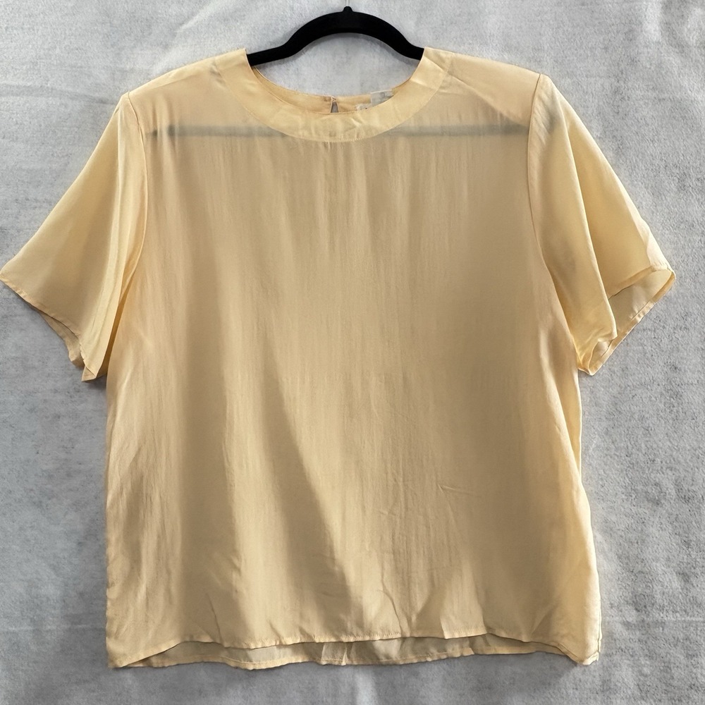 Vtg ART DE CHINE SILK Sheer Blouse Women Sz L Peach Career Sophisticated 24-15